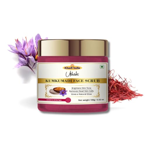 Image of Khadi Kumkumadi Face Scrub 100 gm | Infused with Saffron | Brightens for Glowing & Even Out Skin Tone | For Dark Spots & Pigmentation | All Skin Types | Exfoliating Scrub for Men & Women