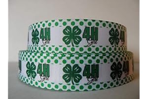 Grosgrain Ribbon 4-H Girl Four Leaf Clover Green Polka Dot Border