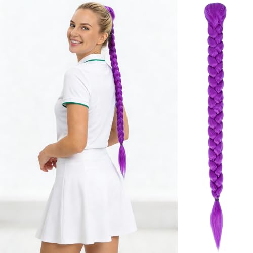 HIVTE Clip-in Hästsvans Löshår - Syntetisk Fläta 71cm för Cosplay Halloween Utklädnad (Ljuslila)