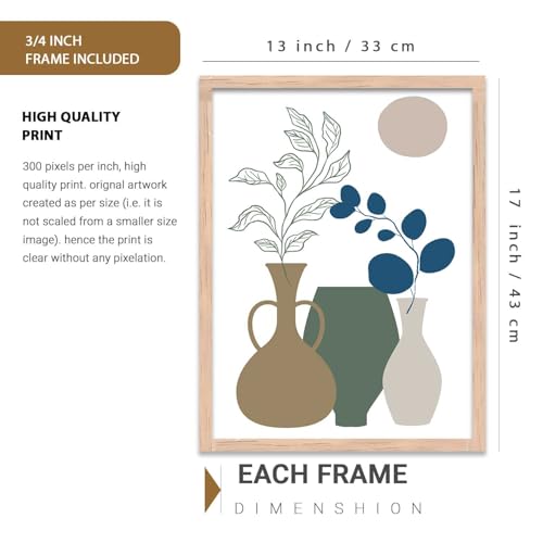 Image of kotart Boho Wall Painting for Wall Decoration - Modern Art Wall Decor Framed Painting for Living Room Bedroom - Framed Wall Posters /Paintings with Frame Set of 3-D (Art 1, 13x17 inch)