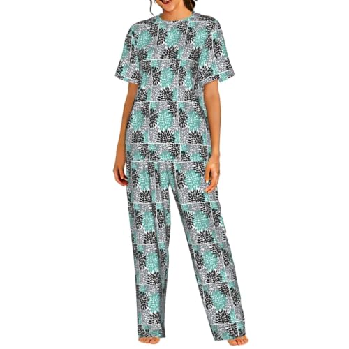 Pyjama court pour femme Dahlia en coton doux imprimé floral chic
