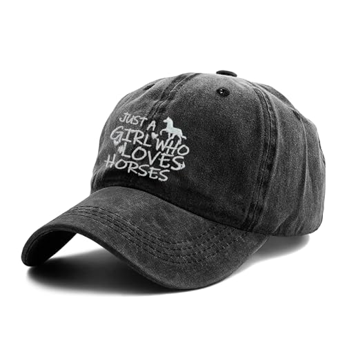 Image of Just Girl Who Loves Horse Hat Baseball Cap for Women Adjustable Trendy Hats Cotton