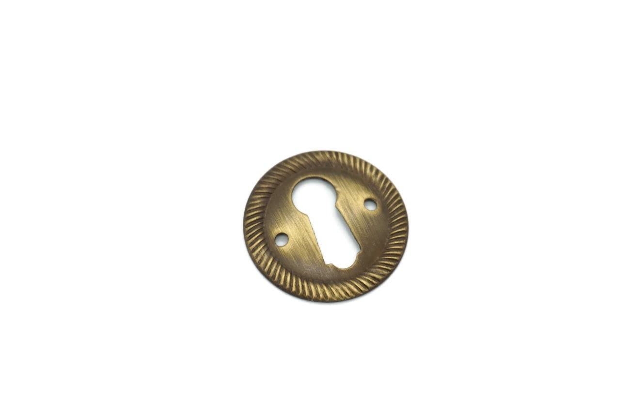 Keyhole Cover Plate 1" Cabinet Furniture Lock Escutcheon Keyhole Cover for Antique Victorian Vintage Locks - Brass - Antiqued