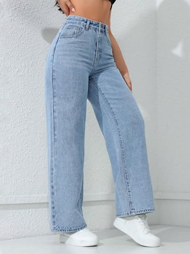 Image of TAGAS Women's High Waisted Wide Leg Jeans - Baggy Denim Pants, Loose Fit Casual Straight Leg Pant for Girls & Womens