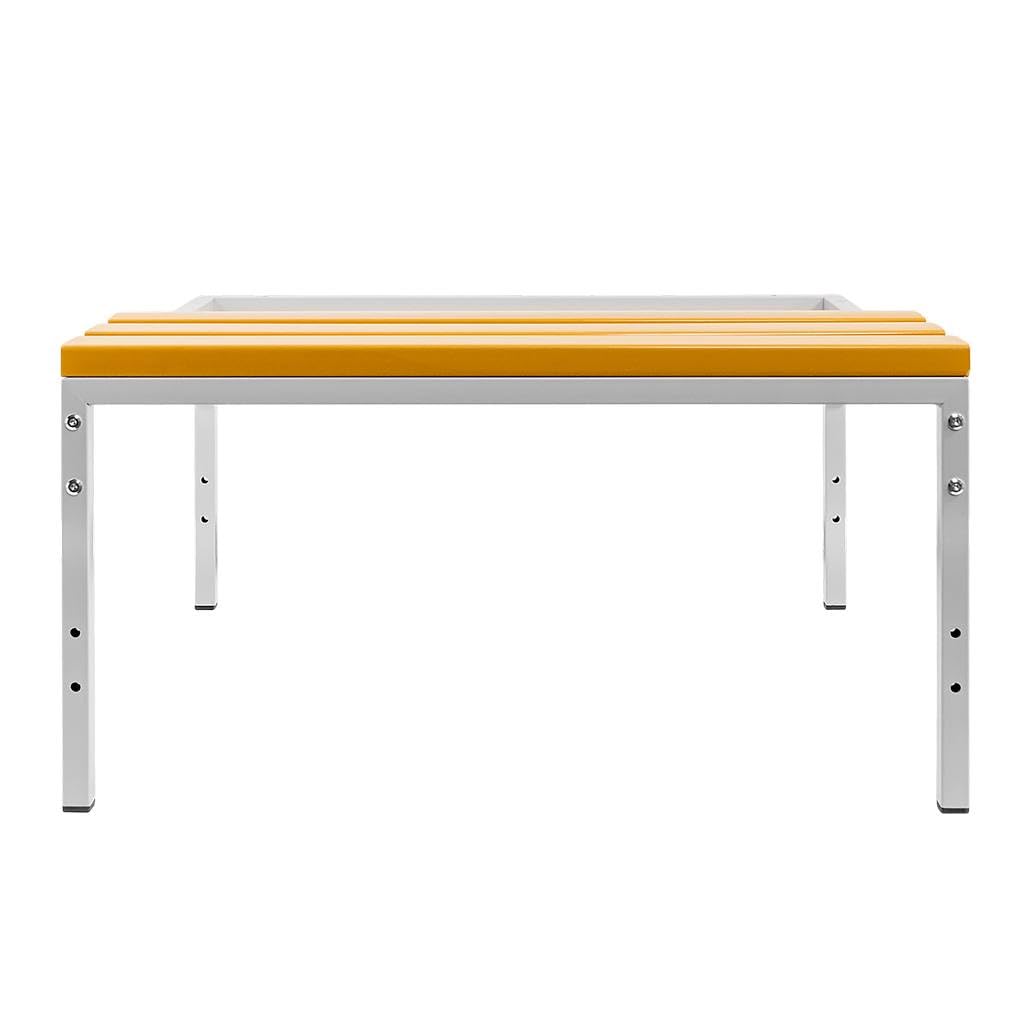 MEGA-M Podstawa do szafki BHP 80 z ławeczką WPC | metalowy stelaż, stałe siedzisko, przestrzeń na obuwie, 80 × 80 × 43 cm, do szatni i pomieszczeń socjalnych