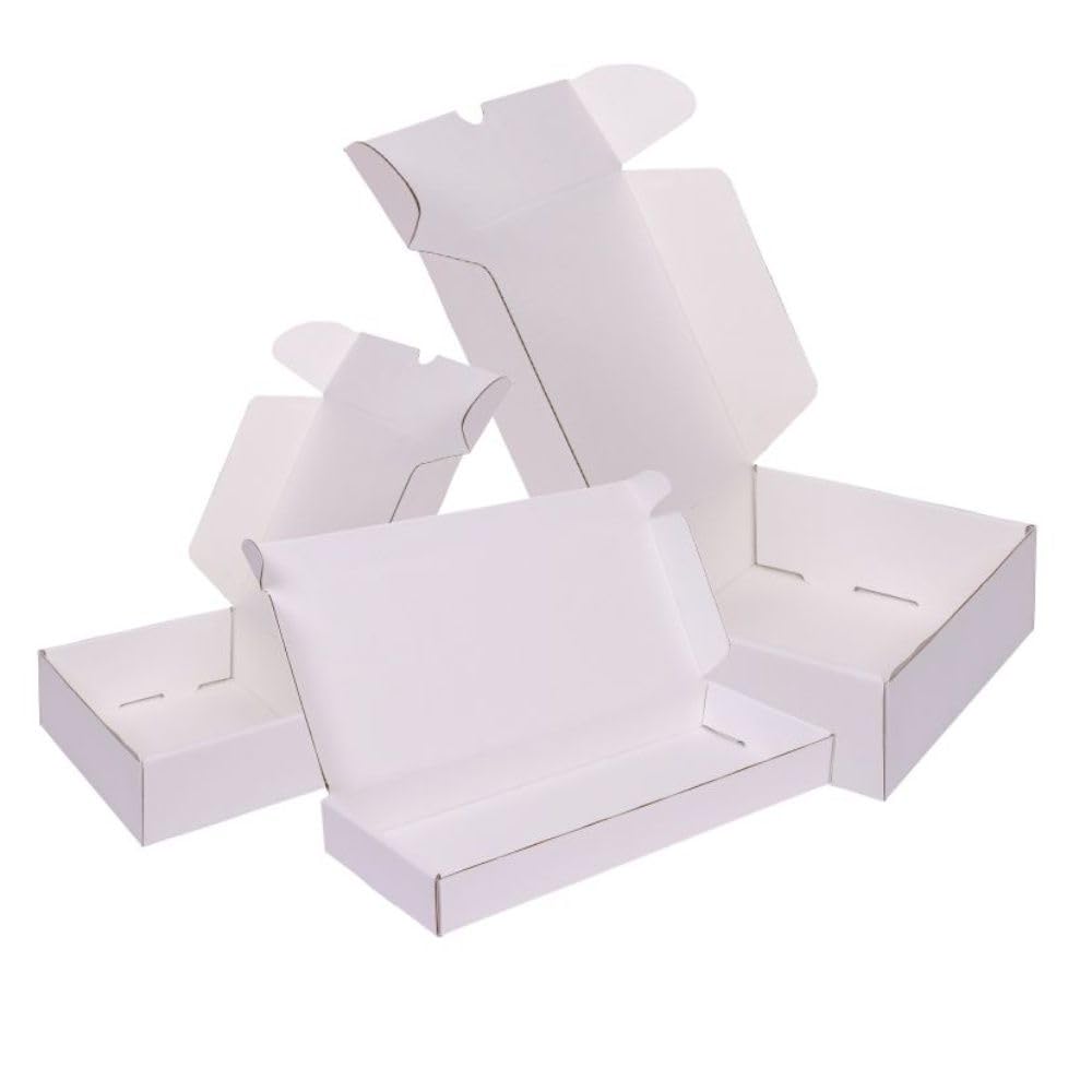 Ucanpack Corrugated Mailer Box 25, 14x14x4" Cardboard Boxes Sturdy Medium, Made In USA - Packaging Small Business Carton, All White Folding Gift Cases