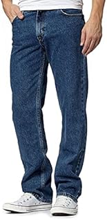 Mens Denim Basic Jeans Cotton Original Plain Straight Leg Heavy Duty Denim Basic Washed Jean Classic Designer Fit Casual Work Wear Zip Fly Belt Loop Pants Pocket Trousers Bottoms