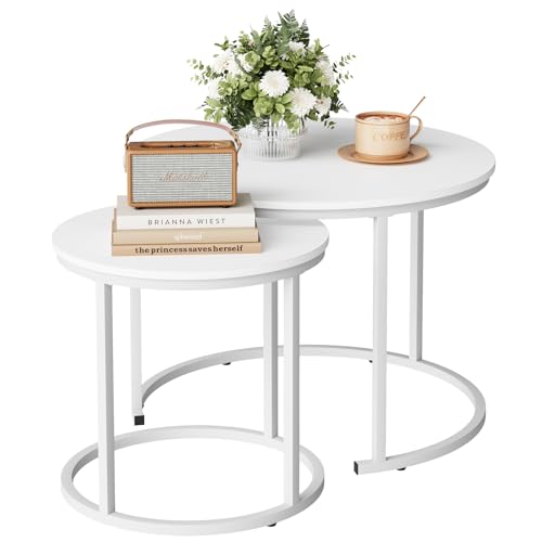 Garden 4 you Lot de 2 tables gigognes blanches