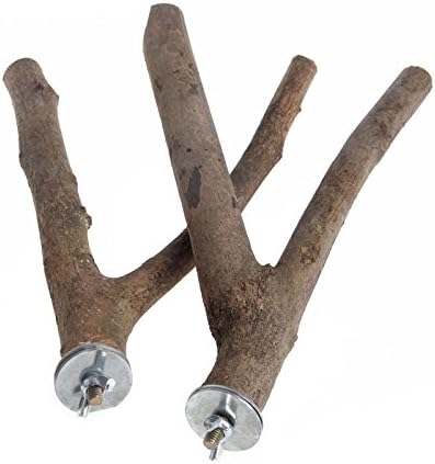 Kocome 1Pc Pet Parrot Raw Wood Fork Stand Rack Toy Hamster Branch Perches for Bird Cage