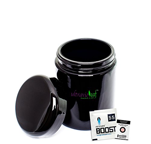 ultravioLeaf 250 ml (8.5 fl oz) Tall Black Ultraviolet Glass Herb Storage Jar - Airtight Stash Conta - //coolthings.us