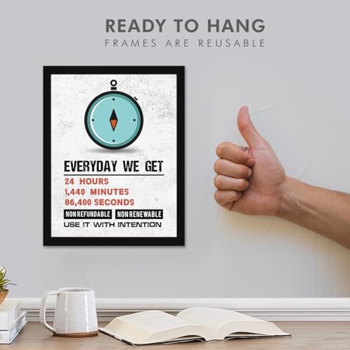 Image of Chaka Chaundh - Every Day We Get24 Hours1,440 Minutes86,400 Seconds non-Refundable non Renewable Use It With Intention - Motivational Quotes frames for Office, Home, Student - (14 X 11 Inches)