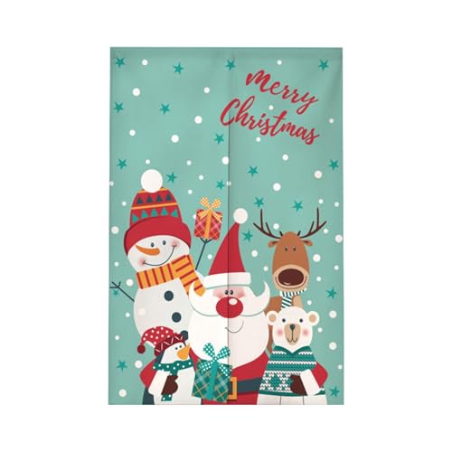 クリスマスのれん のれん 遮光暖簾 断熱カーテン 北欧 おしゃれ 雪だるま サンタクロース つっぱり棒 気分転換 キッチン/台所/部屋/お店/玄関/入り口/洗面所 春夏秋冬 ML0469