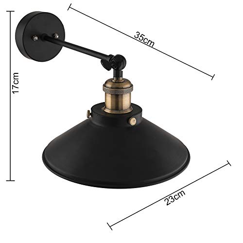 Image of Homesake Edison Cone Shade Wall Lamp, Antique Gold Vintage Industrial Loft, E27 Holder, Decorative, Swing Wall Light