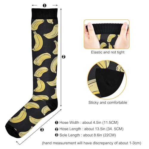 Bananas Compression Socks for Women Men, Circulation Long Knee High Socks Cartoon Fruits Casual Stocking Athletic Tube Sport Sock3