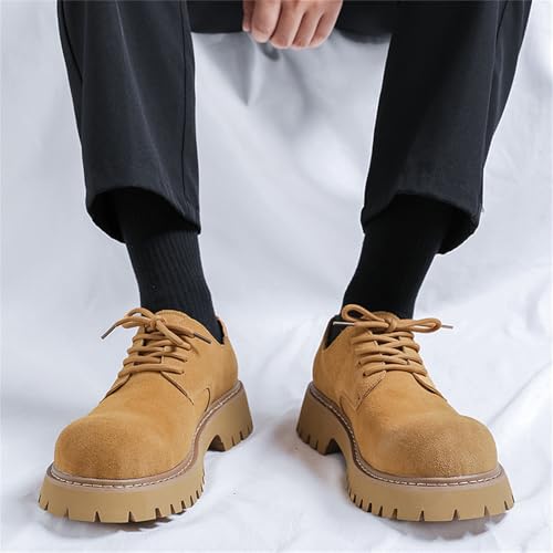 Men's Leather Lace Up Platform Round Toe Oxford Shoes Round Toe Classic Round Toe Log Sole Chunky Loafers Vintage Formal Business Wedding Derby Shoes4
