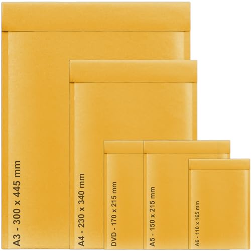 A3 A4 A5 A6 DVD Mix Size Bubble Padded Envelopes for Packaging Postage Peel & Seal Shipping Bag Mailers Postal Wrap 50 Pack