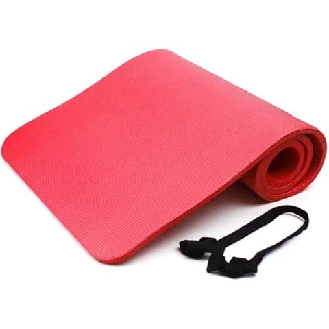 YOGA MAT | EXERCISE MAT | GYMNASTICS MAT | GYM EXERCISE FITNESS PILATES WORKOUT MAT NON SLIP | 60 x 180 cm | 10mm Thick (RED) Cover