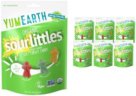 YumEarth Organic Sour Littles Soft Chewy Candy, Vegan Friendly, USDA Certified Organic, Gluten Free & Non-GMO, 5 Ounce (Pack of 6)