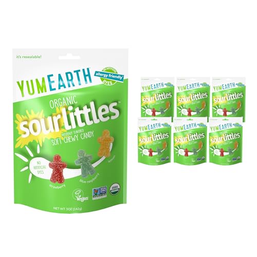 Image of YumEarth Organic Sour Littles Soft Chewy Candy, Vegan Friendly, USDA Certified Organic, Gluten Free & Non-GMO, 5 Ounce (Pack of 6)