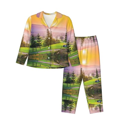 Pyjama homme imprimé golf vêtement de nuit manches longues douillet