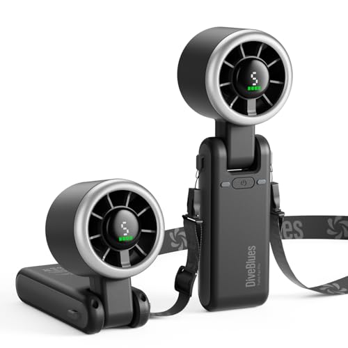 Image of Diveblues Portable Handheld Turbo Fan | 3 IN 1 Hand /Neck /Desk Fan, Up to 12 Working Hours, 5 Gear Wind, Battery Operated, Travel, Working, Outdoor Activities