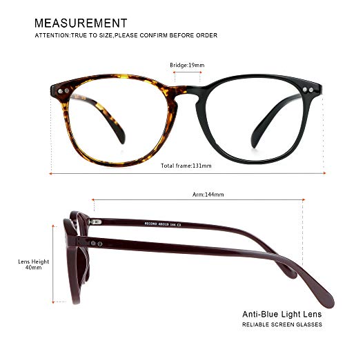 Image of Blue Light Blocking Glasses 3 Pack Square Frame Computer Gaming Reading Glasses Men Women Anti Eyestrain