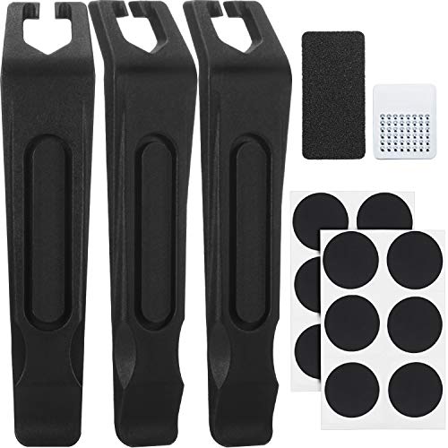 Hotop Bicycle Tire Repair Kit, 3 Pieces Heavy Duty Bike Tire Levers with 12 Inner Tube Patches