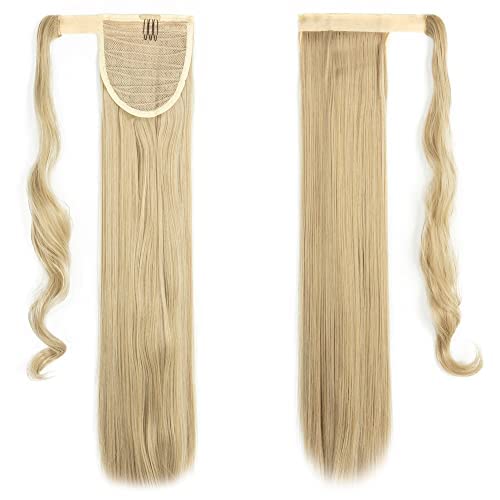 Miniatura 2 de OMGREAT Extensiones de cabello largo de 24 pulgadas, cola de caballo lacio con cordón, extensiones de cabello largo envolvente para mujer (mezcla de