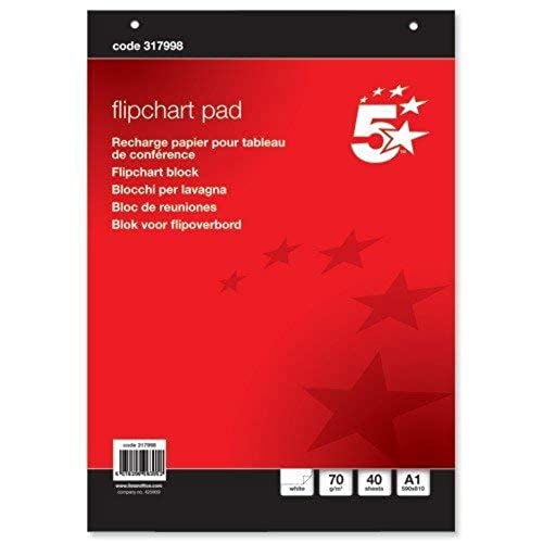 5 Star Office Flipchart Pad Perforated 40 Sheets A1 Plain Red