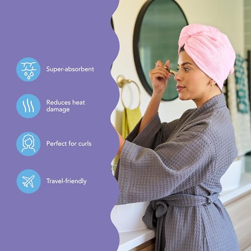 Image of Turbie Twist 2-Pack Microfiber Hair Towel for Beauty, Travel, Gifting - Wrap Turban for Straight, Wavy & Curly Hair - Premium Personal Care - Deep Claret & Sea Pink