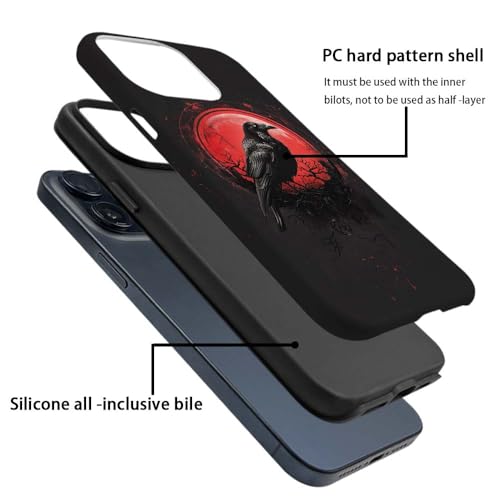 Coque durable iPhone 14 drôle imprimé mat silicone souple lune rouge - 4