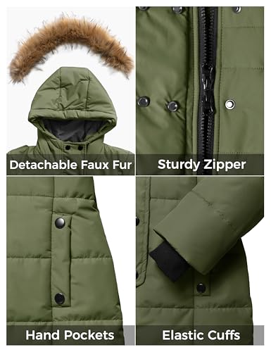 Image of ZSHOW Girls' Long Winter Coat Waterproof Warm Puffer Jacket Hooded Parka
