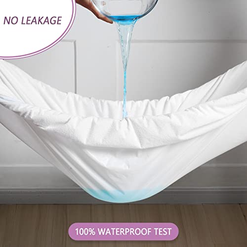 Queen Size Mattress Protector Waterproof For Potty Training, Fitted Bed Cover Terry, Up To 18 Inch Deep Pocket, For Foam/Box Spring Mattress, Soft, Breathable, Noiseless, Washable, White #TOP4