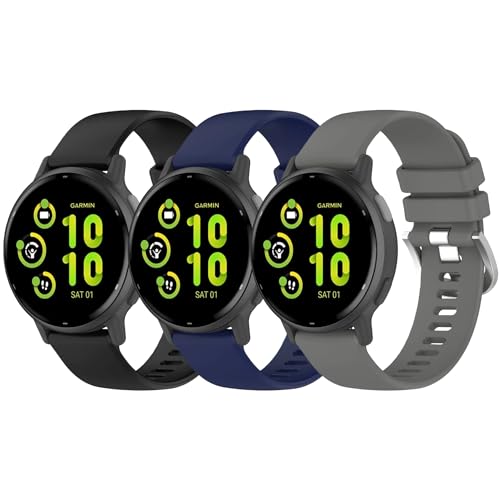 �V���R���o���h 3�{�p�b�N Garmin Vivoactive 5/6 �r���v�o���h�Ή� 20mm �N�C�b�N�����[�X�� ���߉\�ȃX�|�[�c�X�g���b�v (�u���b�N/�u���[/�O���[)