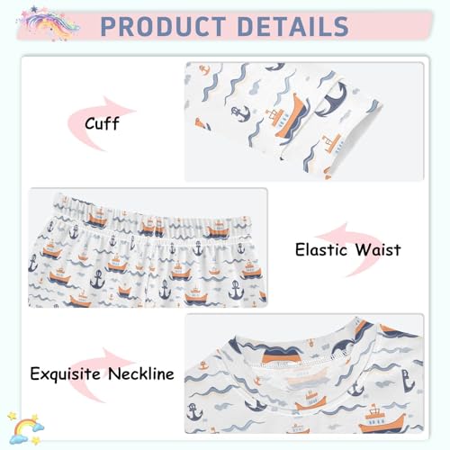 ALAZA Blue Anchor Ship Wave 2 Piece Pajama Set Long Sleeve Top and Pants Sleepwear Unisex4