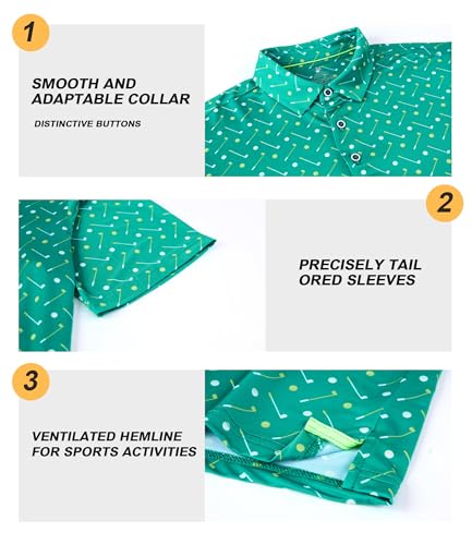 Image of Damipow Premium Golf Shirts for Men Dry Fit Performance Polo Short Sleeve Collared Shirt