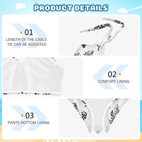 KLL Snowflake Black and White Background Girls' Two Piece Bikini Sets Scoop Neck Swimming Swimwear Swimsuit4