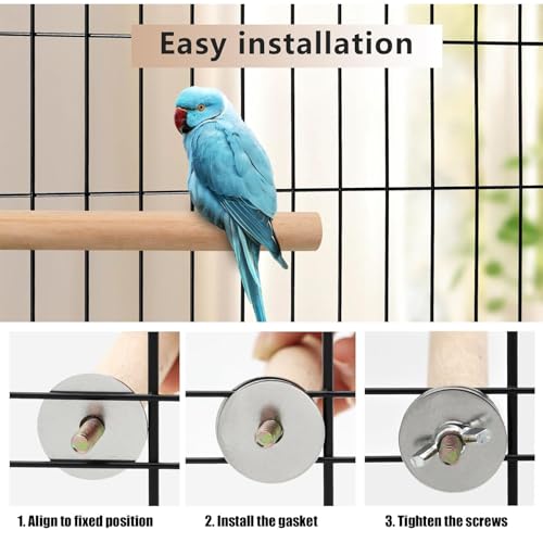 Image of Woohome 7 PCS Natural Wood Bird Perch Stand, 5 Size Bird Parrot Perch Stand Set, Wooden Parrot Perch Stand for Parrotlets Cockatiels Budgies Parakeets