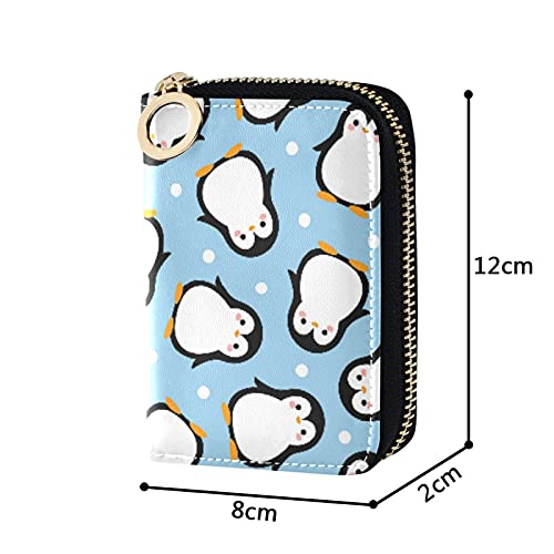 Cute Penguins Seamless Credit Card Coin wallet, RFID Blocking Compact Women Leather Card Holder, Key Change Organizer, Zipper Purse Clutch Pouch Pocket4