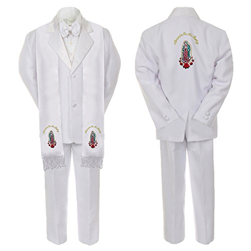Image of New Born Baby Boy Teen Christening Suit Gold Virgin Mary on Stole & Back SM-20