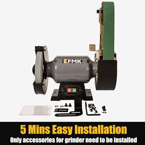 KFMK 𝟑𝐢𝐧𝟏 2"x36" Belt Sander 7" Disc Sander and 8" Grinder Combo, 3.1 Amp Bench Belt Sander for Metal Working, 2 inch Belt Grinder for Knife Making and Sharpening, KF8236 - Image 7