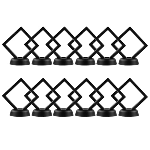 Vitrina de marco flotante, caja cuadrada de almacenamiento de joyas con cubierta de película, caja de almacenamiento transparente para monedas, sellos, aretes, anillos (paquete de 18, S)