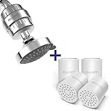 Filtered Shower Head Set, BWDM 15 Stage shower Filter High Pressure 5 Spray Modes Showerhead with Wa