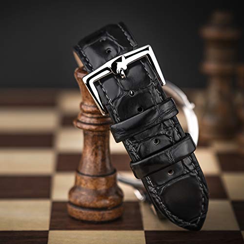 BRISMASSI ESETTI Leder Uhrenarmbänder - Klassiker Alligatorkorn Kalbleder Polieren Schnellverschluß Armbänder - Wählen Sie Farbe und Breite 18 20 22mm – Bild 3