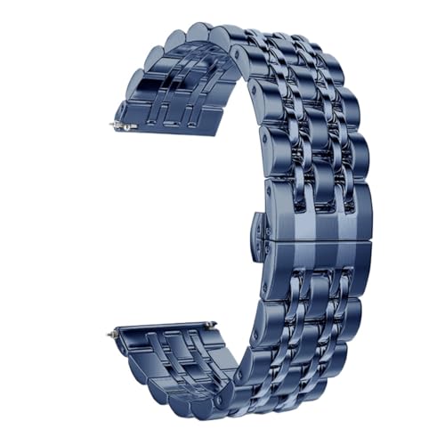Cong Yi Galaxy Watch 3 45mm 41mm�Ή����^�����X�g�o���h �X�g���b�v �u���X���b�g Galaxy Watch3�Ή� �X�e�����X�X�`�[���X�g���b�v �E�H�b�`�o���h(Blue,20mm)