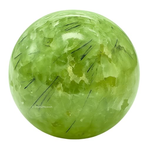 Image of Certified Prehnite Crystal Ball for Meditation - Premium Crystal Vastu Items for Home and Feng Shui Items for Good Luck - Ideal for Pooja Supplies and Spiritual Practices (1.5 inch Inch)