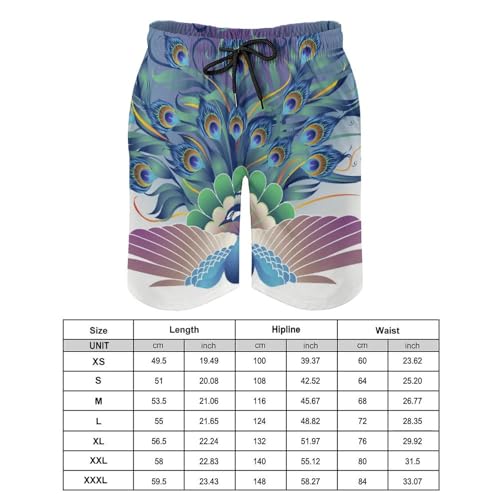 Shorts de bain homme paon à séchage rapide et cordon de serrage S - 2
