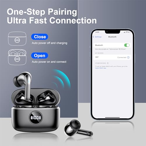 Bluetooth Kopfhörer, Kopfhörer Kabellos Bluetooth In Ear 5.3 Kabellose Kopfhörer mit 4 Mic, 2023 Neue ENC Noise Cancelling Wireless Earbuds 48H Tiefer Bass, IP7 Wasserdicht Ohrhörer LED-Anzeige USB-C – Bild 6