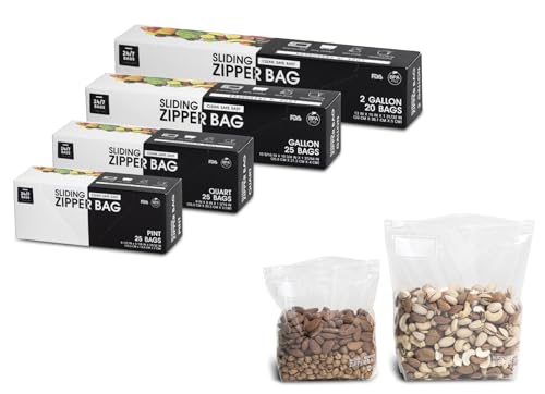 Image of Variety Slider Storage Bags, 4 Sizes- 145 Count, Expandable Bottom, Microwave-Safe, Zero BPA