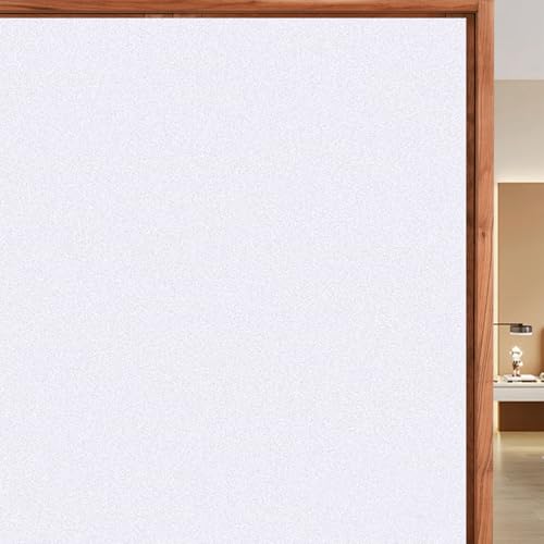 Pellicola Vetri Finestre 70 x 210 cm Autoadesive Anti-Uv Elettrostatica Opaca Satinata Pellicola Adesiva per Vetri Smerigliata per Doccia Ufficio Bagno, bianco opaco